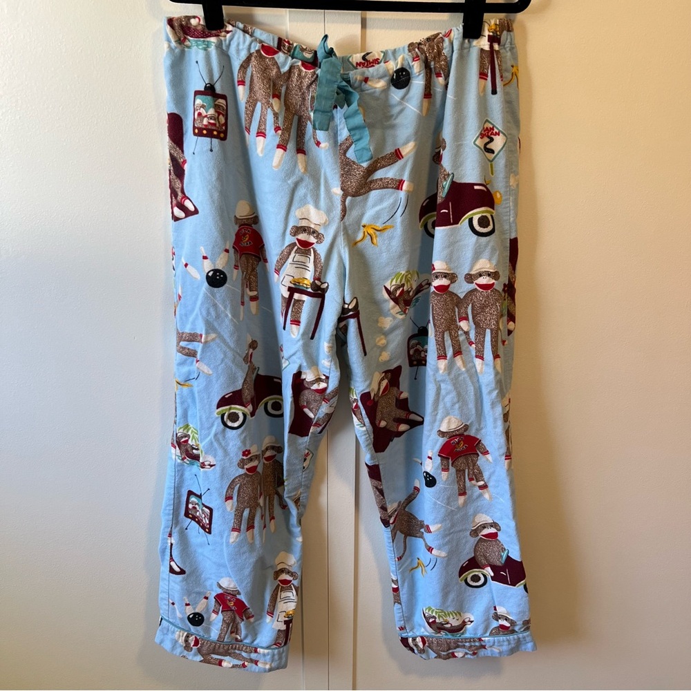 Nick & Nora Women’s Sock Monkey Bowling Slumber Pajama Pants Size Large